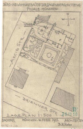 Fischer, Theodor; München, Arcisstr. 20; Haus Jagenberg - Lageplan