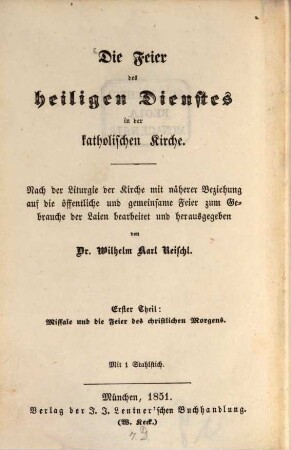 Die Feier des heiligen Dienstes in der katholischen Kirche, 1