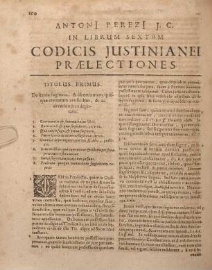 ... In Librvm Sextum Codicis Justinianei Praelectiones.