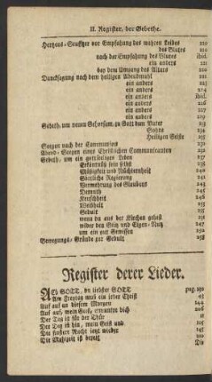 Register derer Lieder.