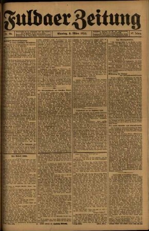 Ausgabe vom Montag, den 08. März 1920.