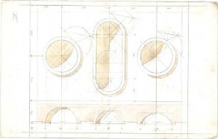Lange, Ludwig; Darstellende Geometrie - Schattenwürfe an Vertiefungen (Grundriss, Ansicht)