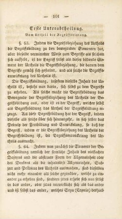 Erste Unterabtheilung. Vom Urtheil der Begriffsbildung