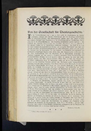 Von der Gesellschaft für Theatergeschichte