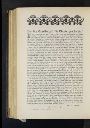 Von der Gesellschaft für Theatergeschichte
