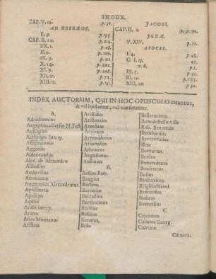Index Auctorum, Qui In Hoc Opusculo citantur, & vel laudantur, vel confutantur.