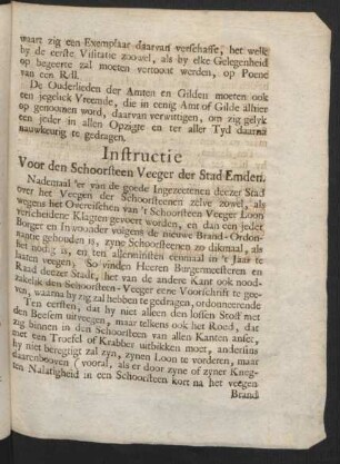 Instructie Voor den Schoorsteen Veger der Stadt Emden.