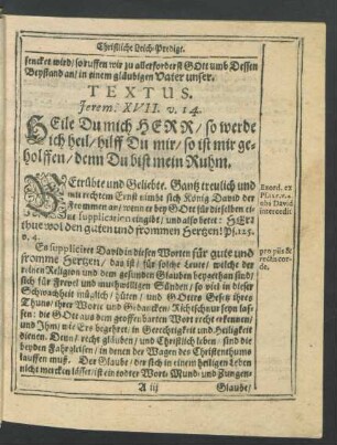 Textus. Jerem. XVII. v. 14.