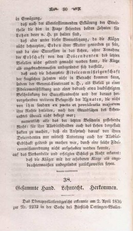 38. Gesammte Hand. Lehnrecht. Herkommen.