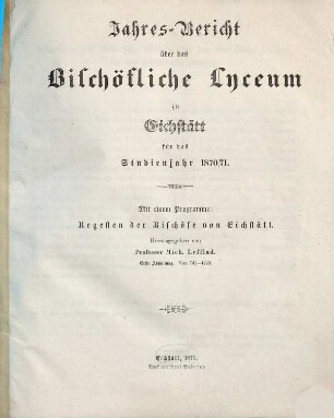 Regesten der Bischöfe von Eichstätt, 1. Von 741 - 1229