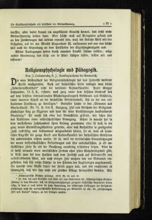 Religionspsychologie und Pädagogik