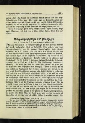 Religionspsychologie und Pädagogik