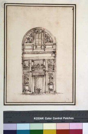 Disegni di Carlo Marchionni Architetto, e Scultore Romano, Aufriss der Innenfassade von San Domenico in Ancona