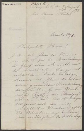 Brief an B. Schott's Söhne : 08.08.1892