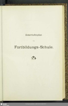 Unterrichtsplan der Fortbildungs-Schule