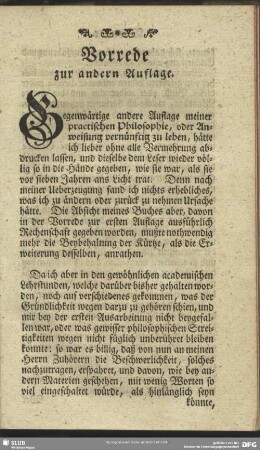 Vorrede zur andern Auflage