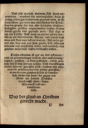 Das der glaub an Christum gerecht macht.