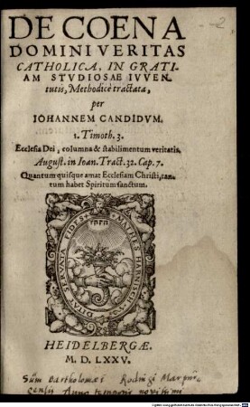 De Coena Domini veritas catholica