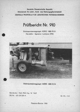 Elektropumpenaggregat AGRO 1800