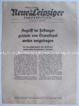 Extrablatt der "Neuen Leipziger Tageszeitung" u.a. zum Kampfverlauf im Nordabschnitt der Ostfront
