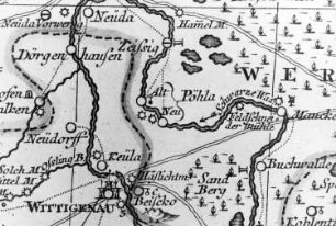 Wittichenau-Spohla. Oberlausitzkarte, Schenk, 1759
