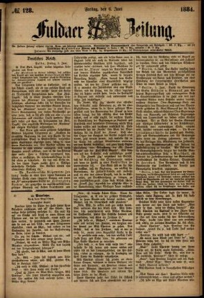 Ausgabe vom Freitag, den 06. Juni 1884.