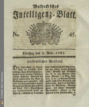 No. 45, Dienstag den 8. Nov. 1785