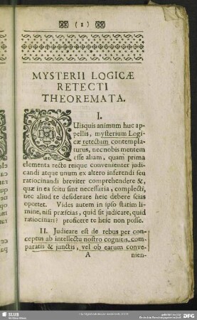 Mysterii Logicae Retecti Theoremata