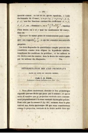 Détermination des axes principaux.