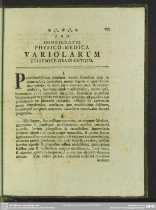 Consideratio Physico-Medica Variolarum Epidemice Grassantium