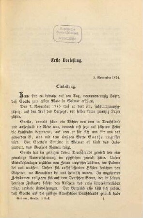 Goethe : Vorlesungen gehalten an der Kgl. Universität zu Berlin