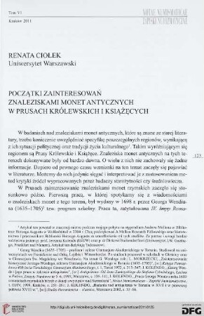 6: Początki zainteresowań znaleziskami monet antycznych w Prusach Królewskich i Książęcych
