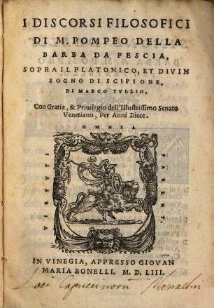 Discorsi sopra il sogno de Scipione di M. Tullio