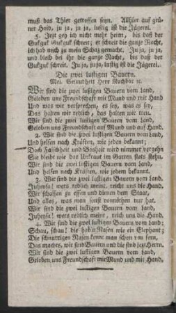 Die zwei lustigen Bauern. Mel. Gesundheit Herr Nachbar [et]c.