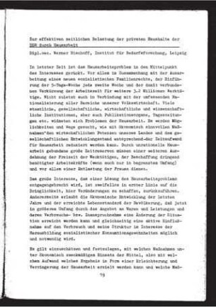 Zur effektiven zeitlichen Belastung der privaten Haushalte der DDR durch Hausarbeit