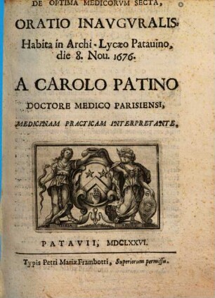 De optima medicorum secta oratio inaug.