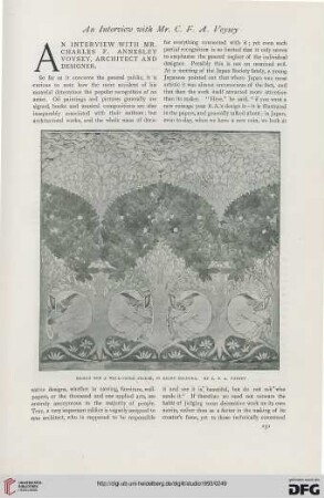1: An interview with Mr. Charles F. Annesley Voysey, architect and designer