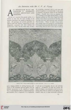 1: An interview with Mr. Charles F. Annesley Voysey, architect and designer
