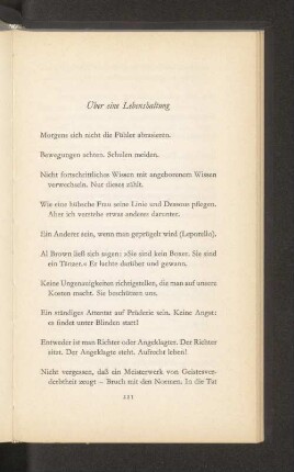 Über eine Lebenshaltung
