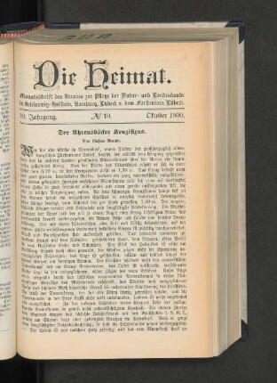 10. Jahrgang. No. 10. Oktober 1900.