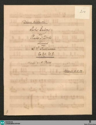 6 Galops - JWK Mus.Ms. 214 : pf; op. 29/2, StrK op. 29/2