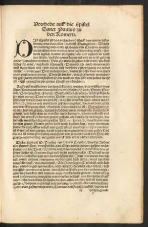 Vorrhede auff die Epistel Sanct Paulus zu den Romern.