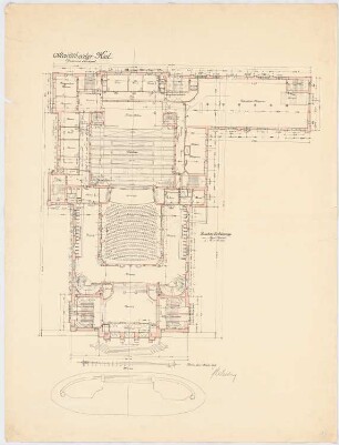 Stadttheater, Kiel: Grundriss Parkett 1:100