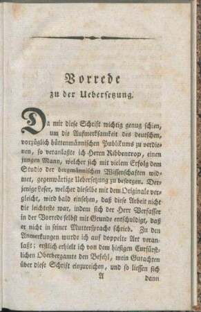 Vorrede zu der Uebersetzung.
