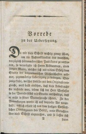 Vorrede zu der Uebersetzung.