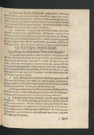 Quaesitum Posterius. Quodnam sit obiectum Pneumatologiae?