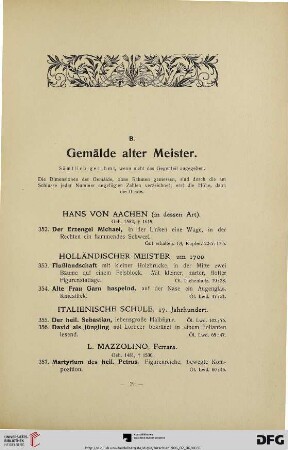 B. Gemälde alter Meister (Nr. 352-385)
