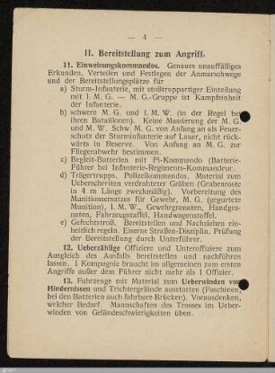II. Bereitstellung zum Angriff