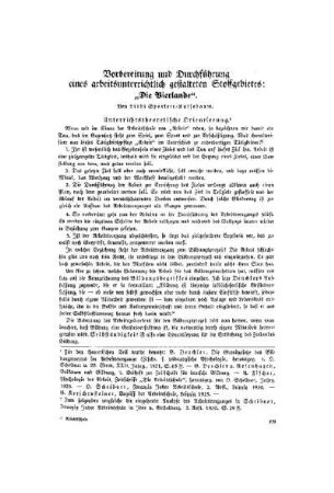 Vorbereitung und Durchführung eines arbeitsunterrichtlich gestalteten Stoffgebietes : "Die Vierlande"