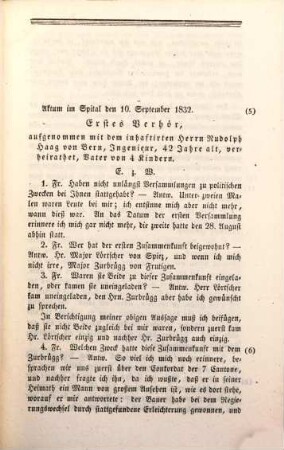 Untersuchungsakten über die in der Republik Bern im Jahr 1832 stattgefundenen Reaktionsversuche. 31, Untersuchungsakten gegen Herrn Rudolph Haag, Sappeur-Hauptmann und Ingenieur von Bern, wohnhaft zu Muri